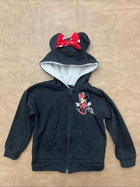 Girls Disney Minnie Mouse Hoodie Jacket – Black – Minnie Ears - Size 4T